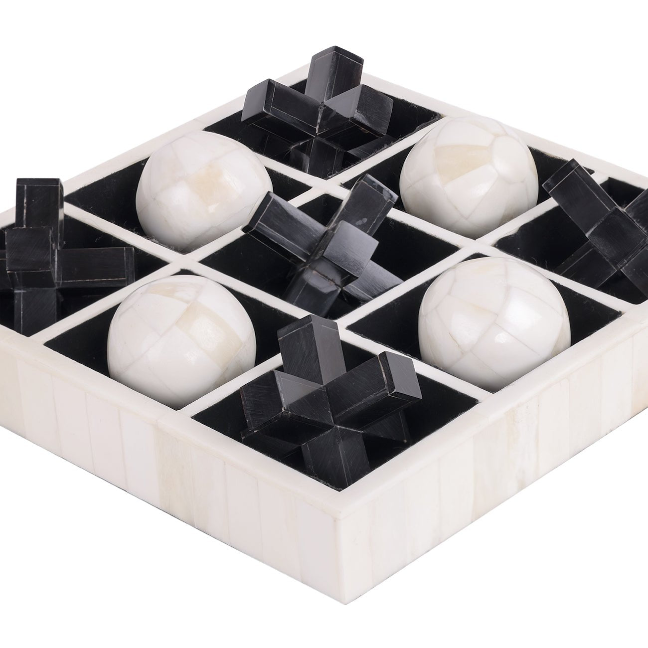 Farnham Off White and Black Bone Horn Inlay Noughts and Crosses - Seasons Home Interiors