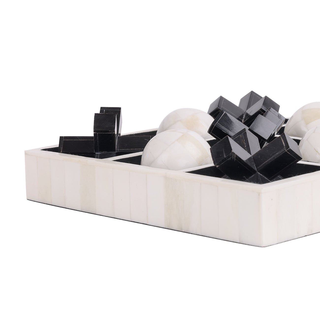 Farnham Off White and Black Bone Horn Inlay Noughts and Crosses - Seasons Home Interiors
