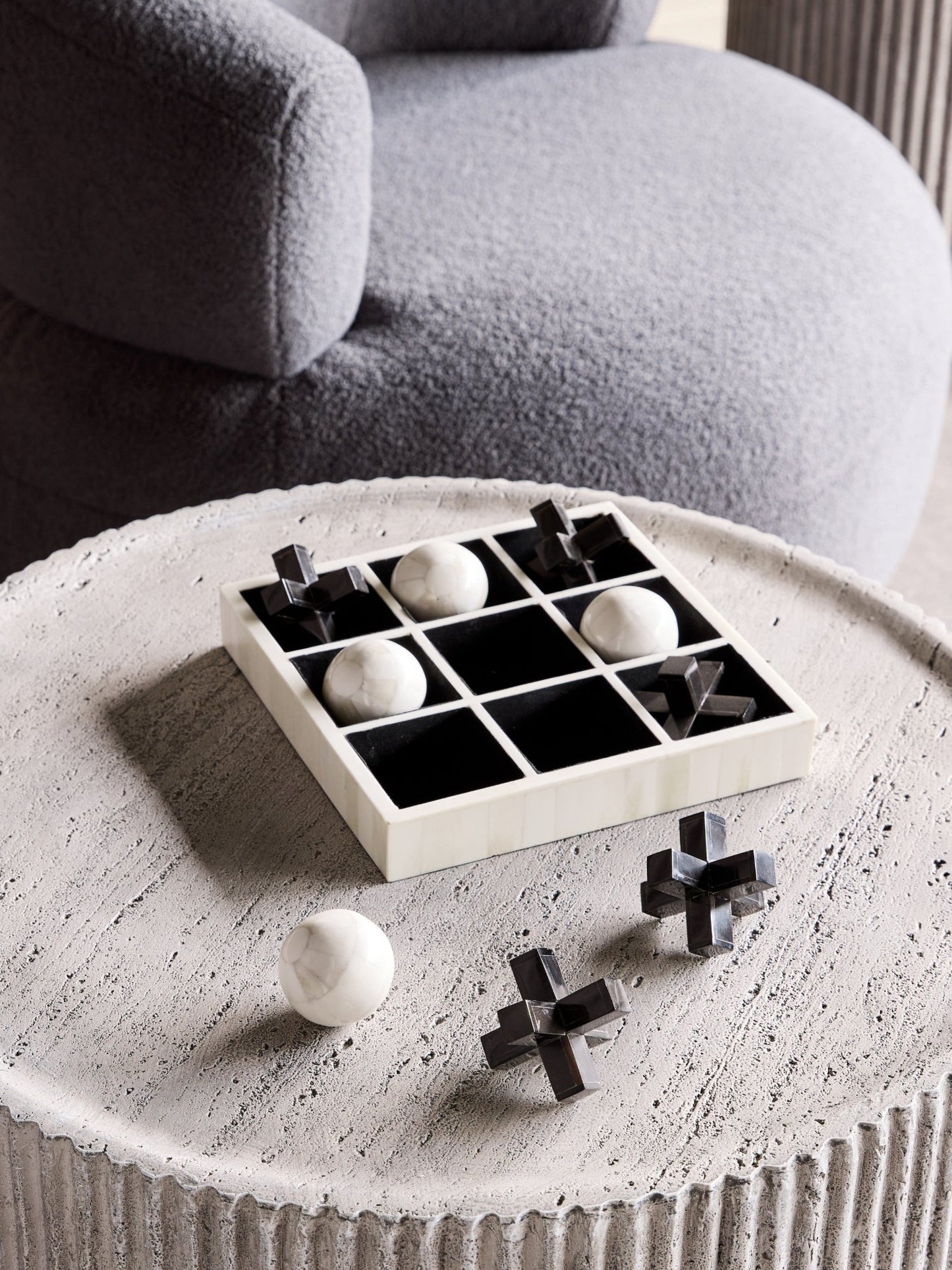 Farnham Off White and Black Bone Horn Inlay Noughts and Crosses - Seasons Home Interiors
