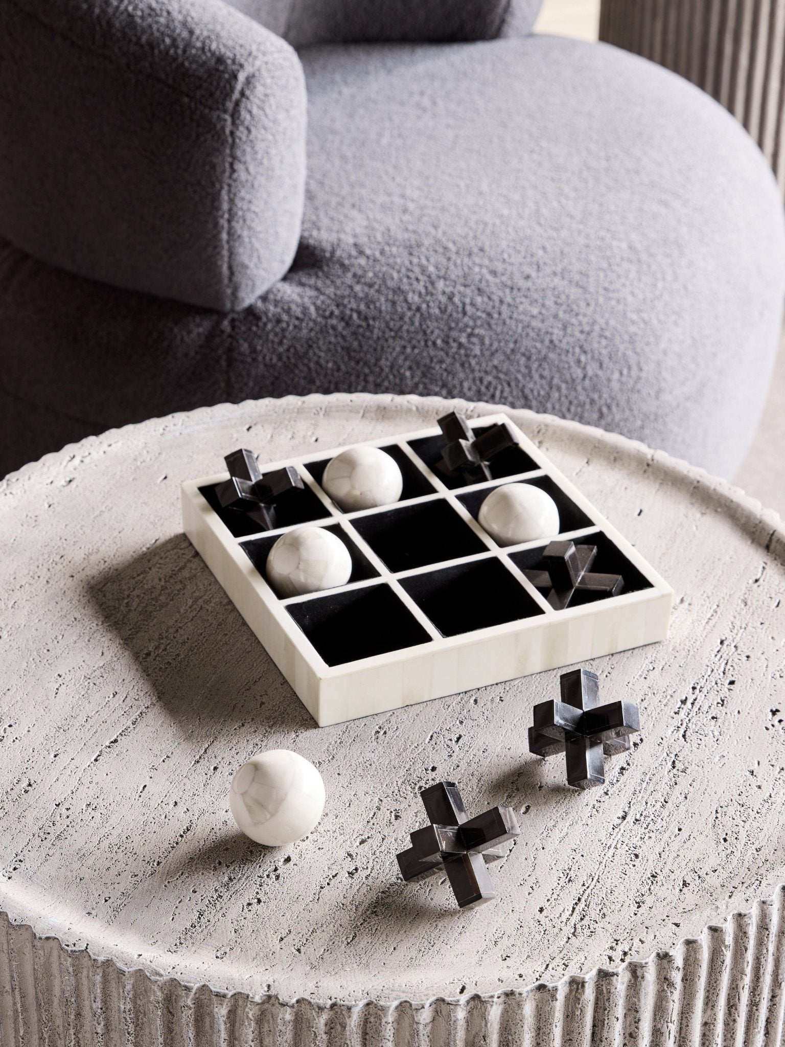 Farnham Off White and Black Bone Horn Inlay Noughts and Crosses - Seasons Home Interiors