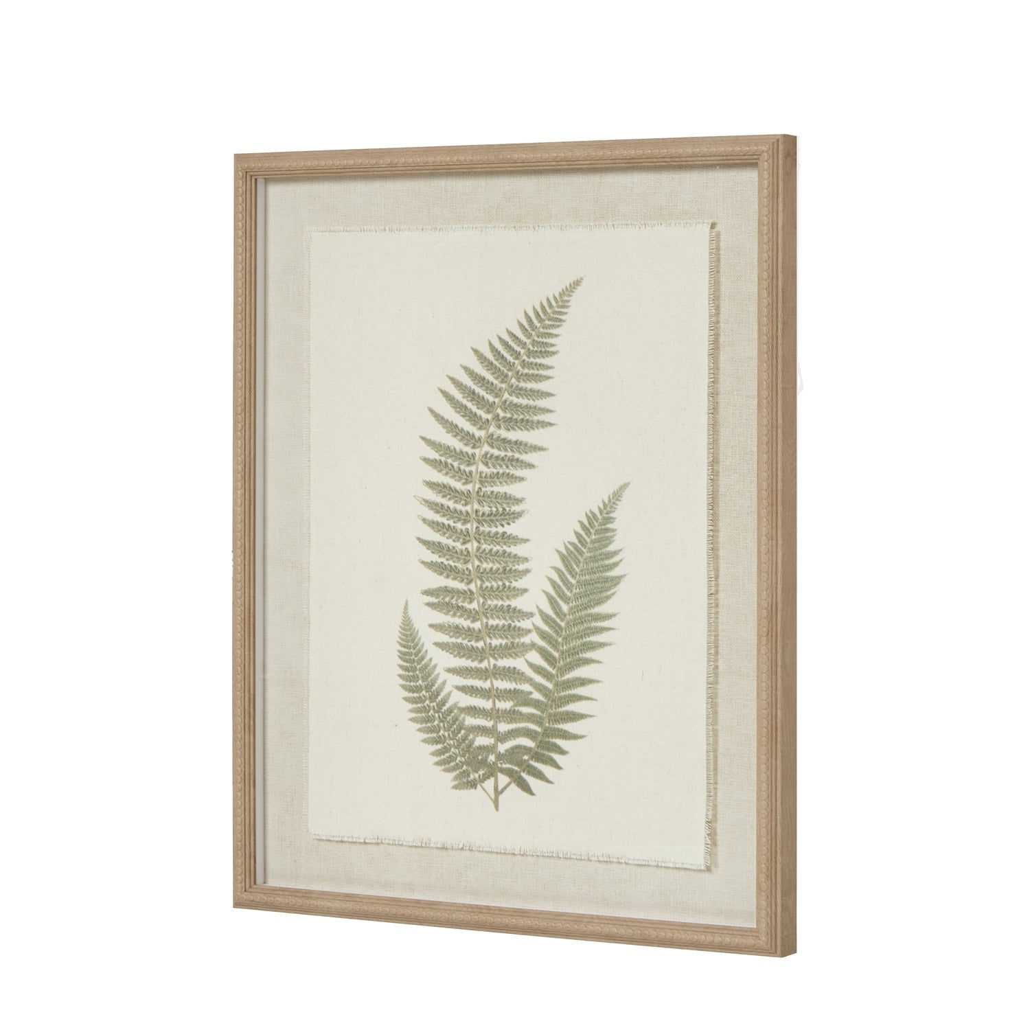 Fern Art On Texture-Torn Paper With Beaded Frame - Seasons Home Interiors