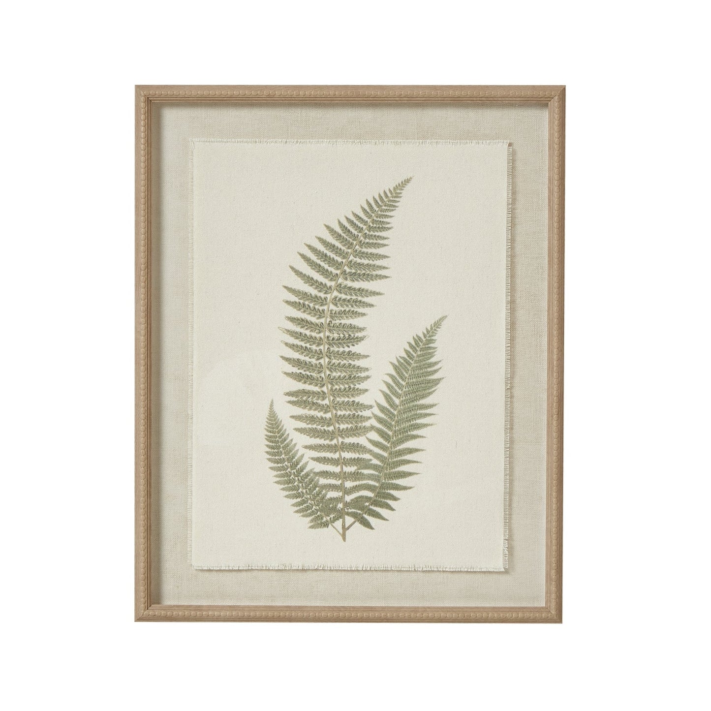 Fern Art On Texture-Torn Paper With Beaded Frame - Seasons Home Interiors