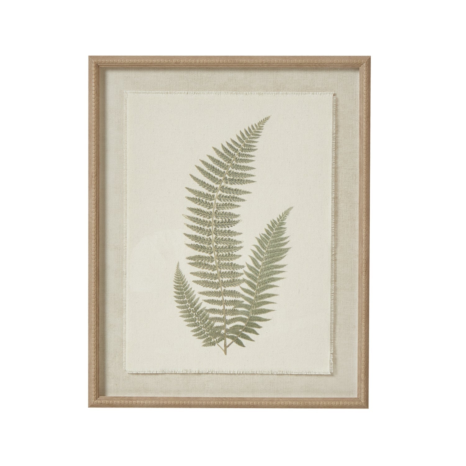 Fern Art On Texture-Torn Paper With Beaded Frame - Seasons Home Interiors