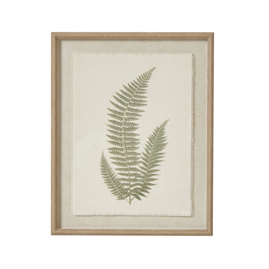 Fern Art On Texture-Torn Paper With Beaded Frame - Seasons Home Interiors