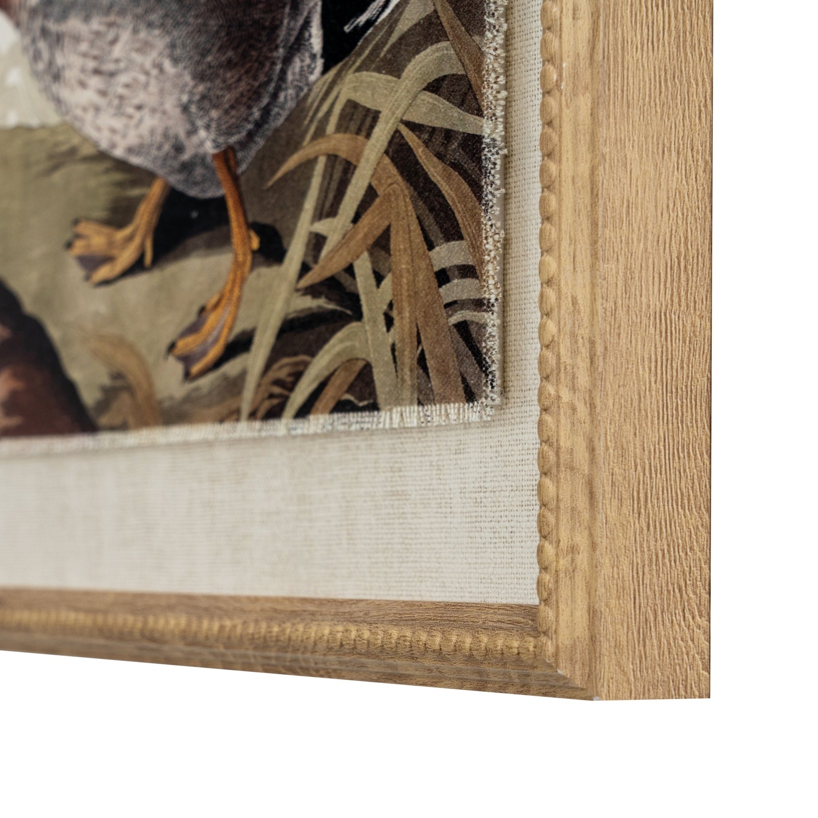 Flora & Fauna Collection Duck On Linen In Beaded Frame - Seasons Home Interiors