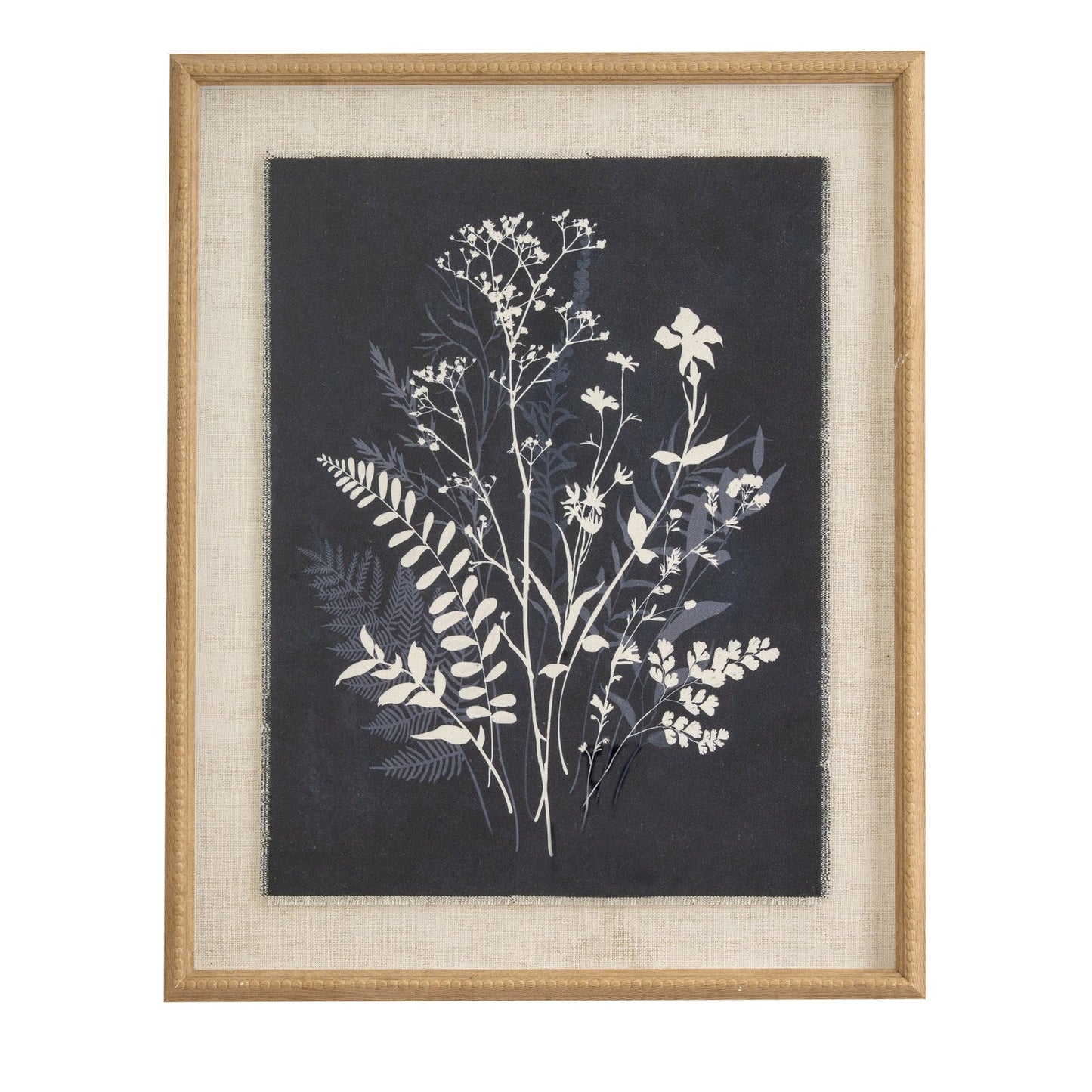 Flora & Fauna Collection Grove On Linen In Beaded Frame - Seasons Home Interiors