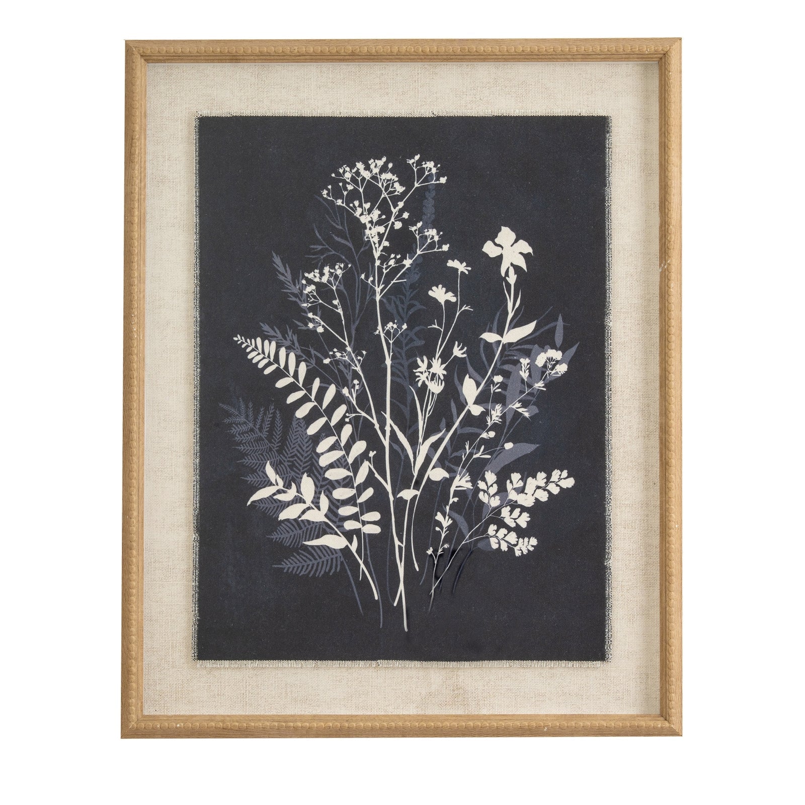 Flora & Fauna Collection Grove On Linen In Beaded Frame - Seasons Home Interiors