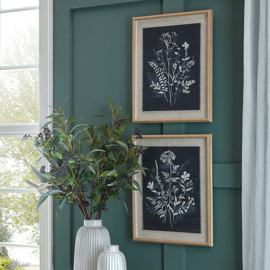 Flora & Fauna Collection Grove On Linen In Beaded Frame - Seasons Home Interiors