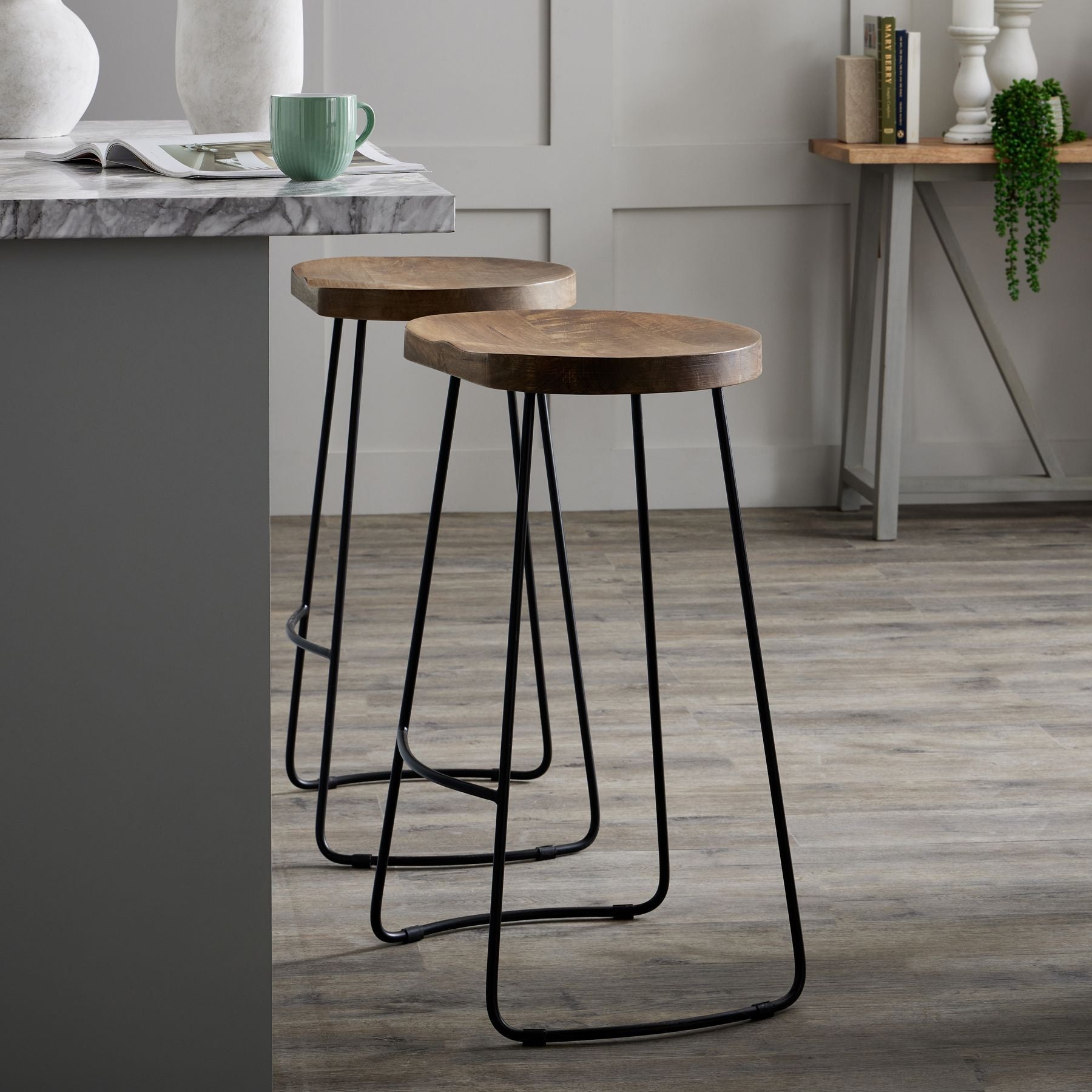 Franklin Hardwood Shaped Bar Stool - Seasons Home Interiors