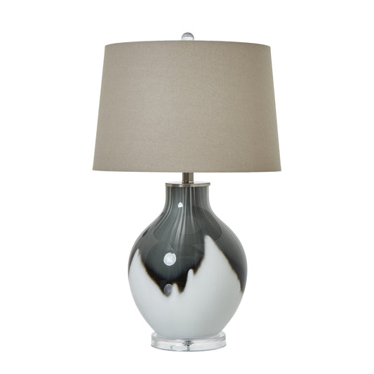 Grey Shadows Table Lamp With Linen Shade - Seasons Home Interiors