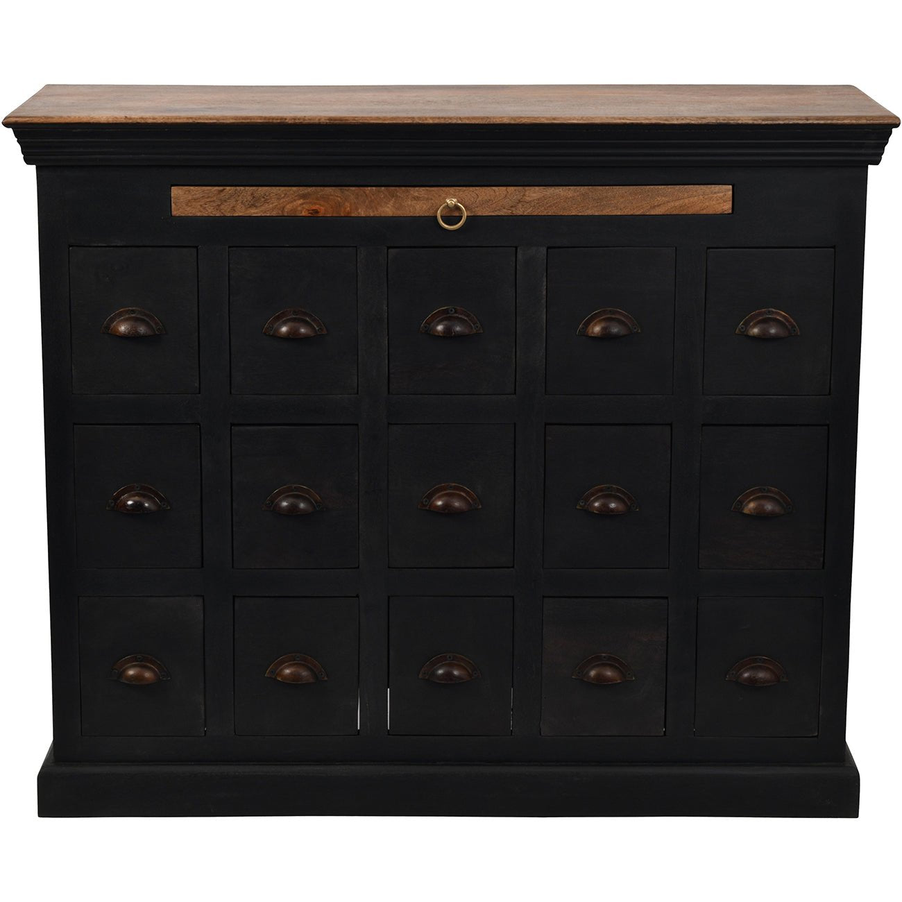 Hoxton II Antique Black Mango 15 Drawer Chest - Seasons Home Interiors