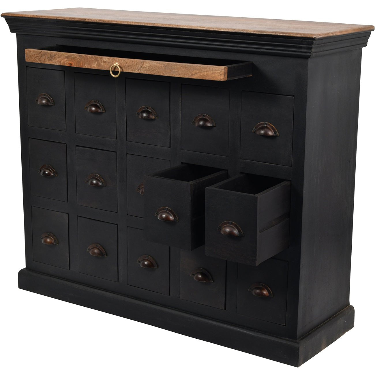Hoxton II Antique Black Mango 15 Drawer Chest - Seasons Home Interiors