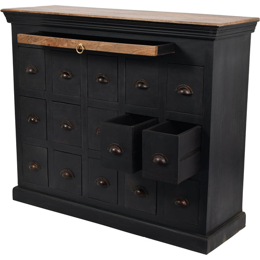 Hoxton II Antique Black Mango 15 Drawer Chest - Seasons Home Interiors