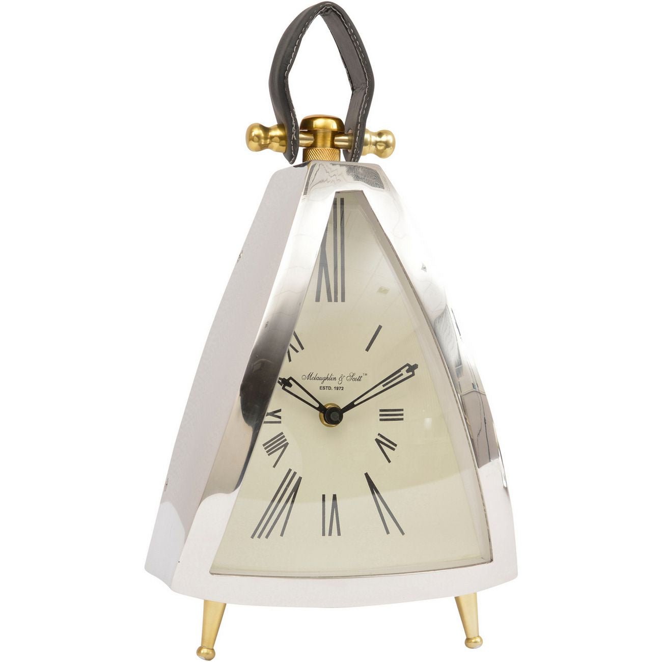 Isosceles Nickel Curved Front Mantel Clock Large - Seasons Home Interiors