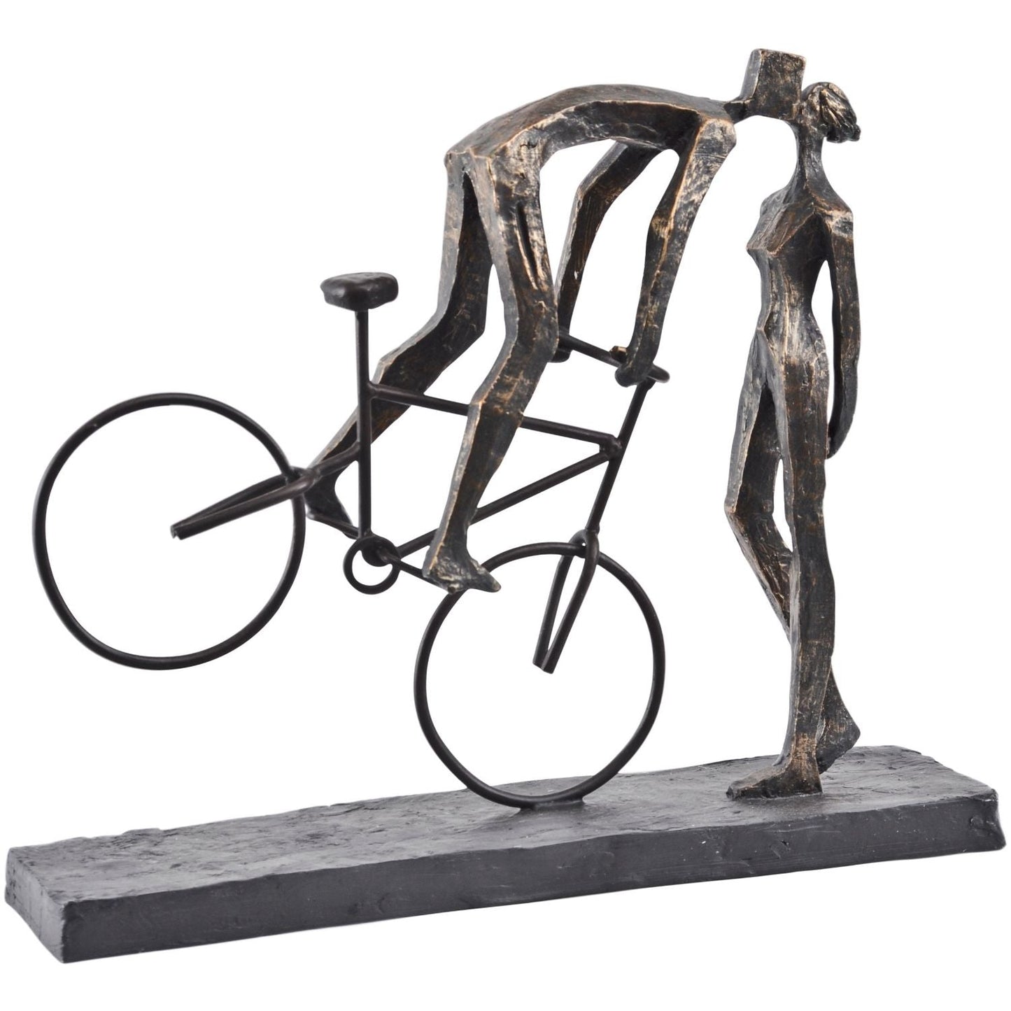 Kissing Couple on Bike Sculpture in Antique Bronze Finish - Seasons Home Interiors