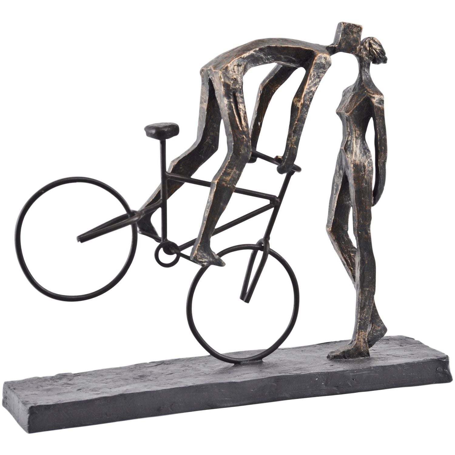 Kissing Couple on Bike Sculpture in Antique Bronze Finish - Seasons Home Interiors