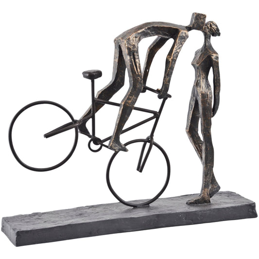Kissing Couple on Bike Sculpture in Antique Bronze Finish - Seasons Home Interiors