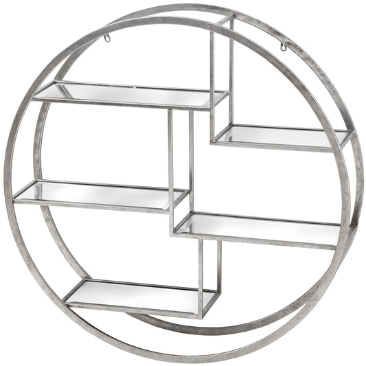 Large Circular Silver Wall Hanging Multi Shelf - Seasons Home Interiors