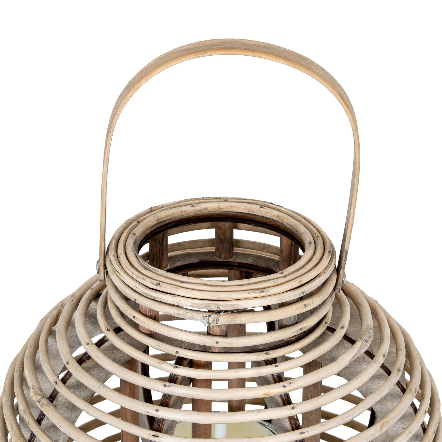 Large Round Willow Lantern With Glass Holder - Seasons Home Interiors