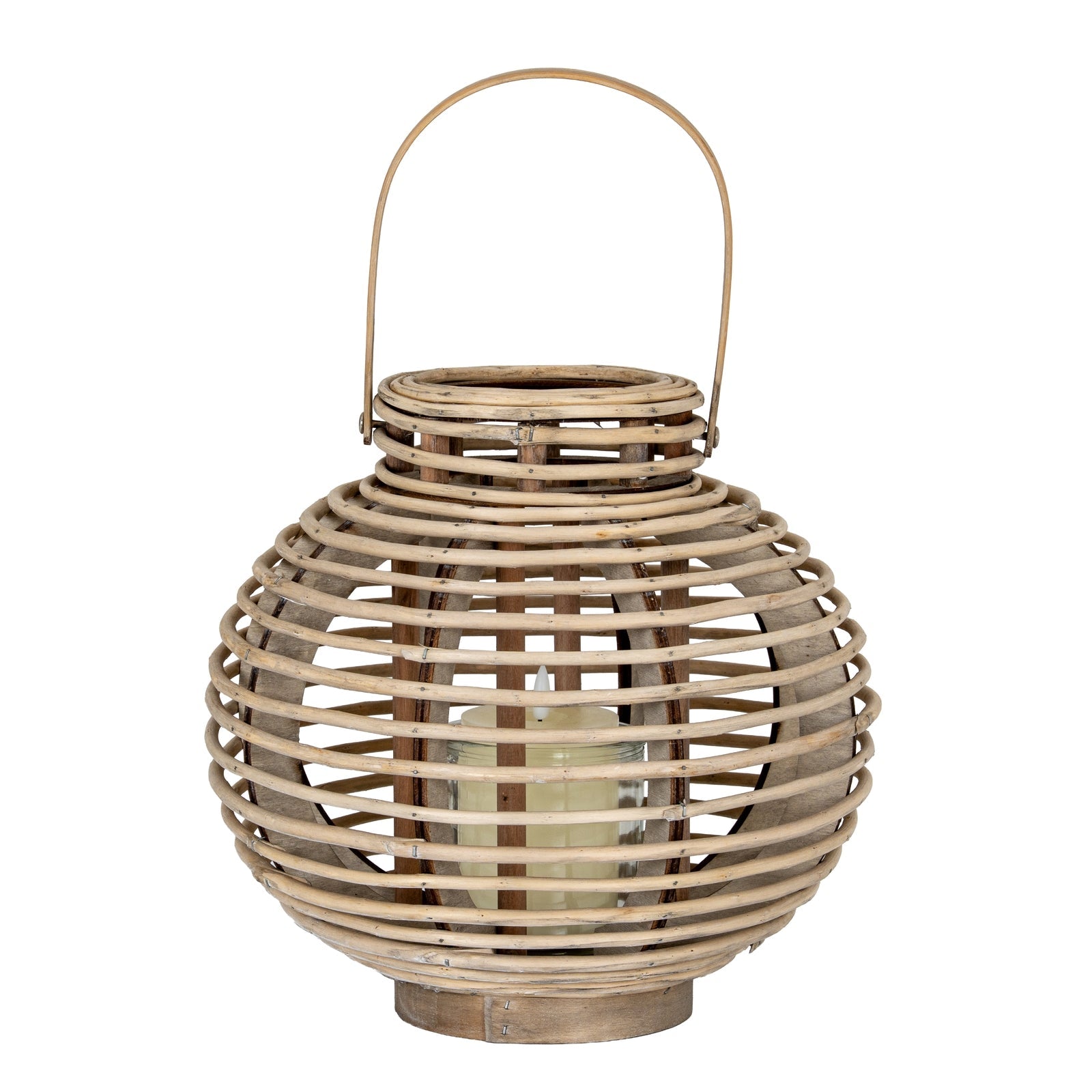 Large Round Willow Lantern With Glass Holder - Seasons Home Interiors