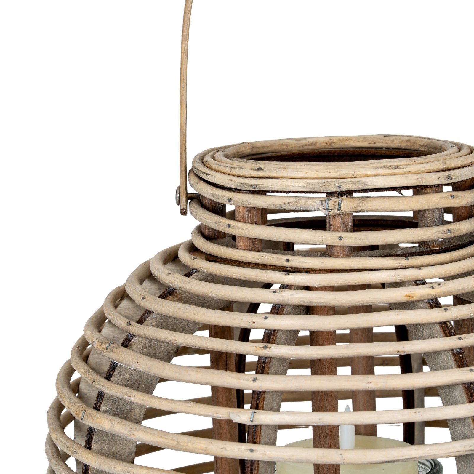 Large Round Willow Lantern With Glass Holder - Seasons Home Interiors
