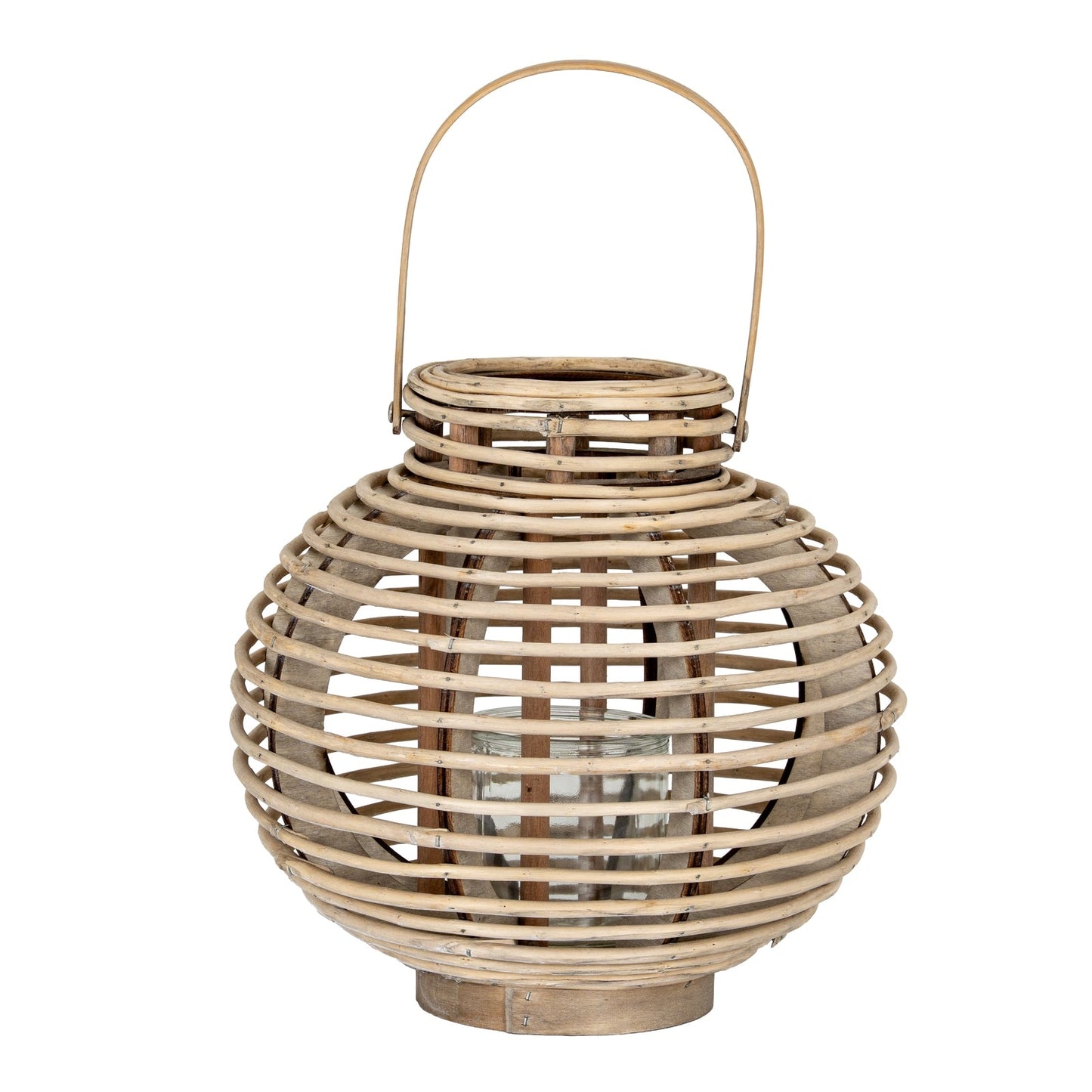 Large Round Willow Lantern With Glass Holder - Seasons Home Interiors