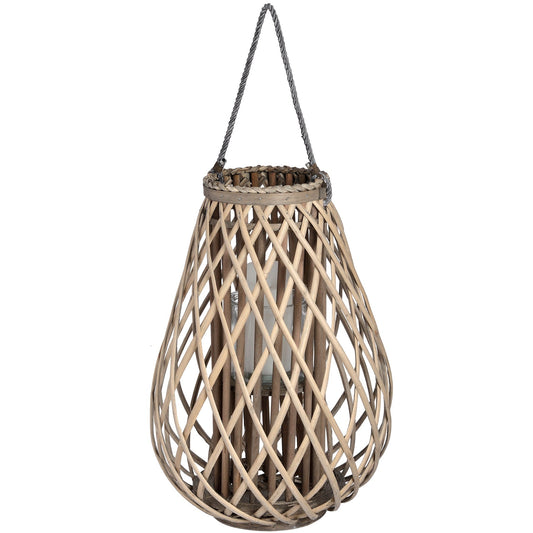 Large Wicker Bulbous Lantern - Seasons Home Interiors