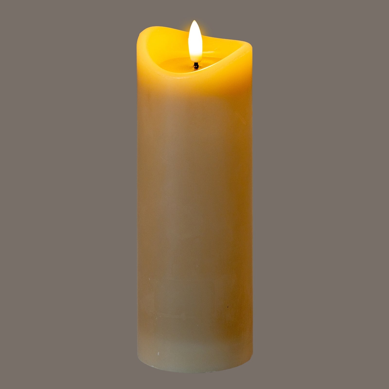 Luxe Collection Natural Glow 2.75x8 Taupe Melted LED Candle - Seasons Home Interiors