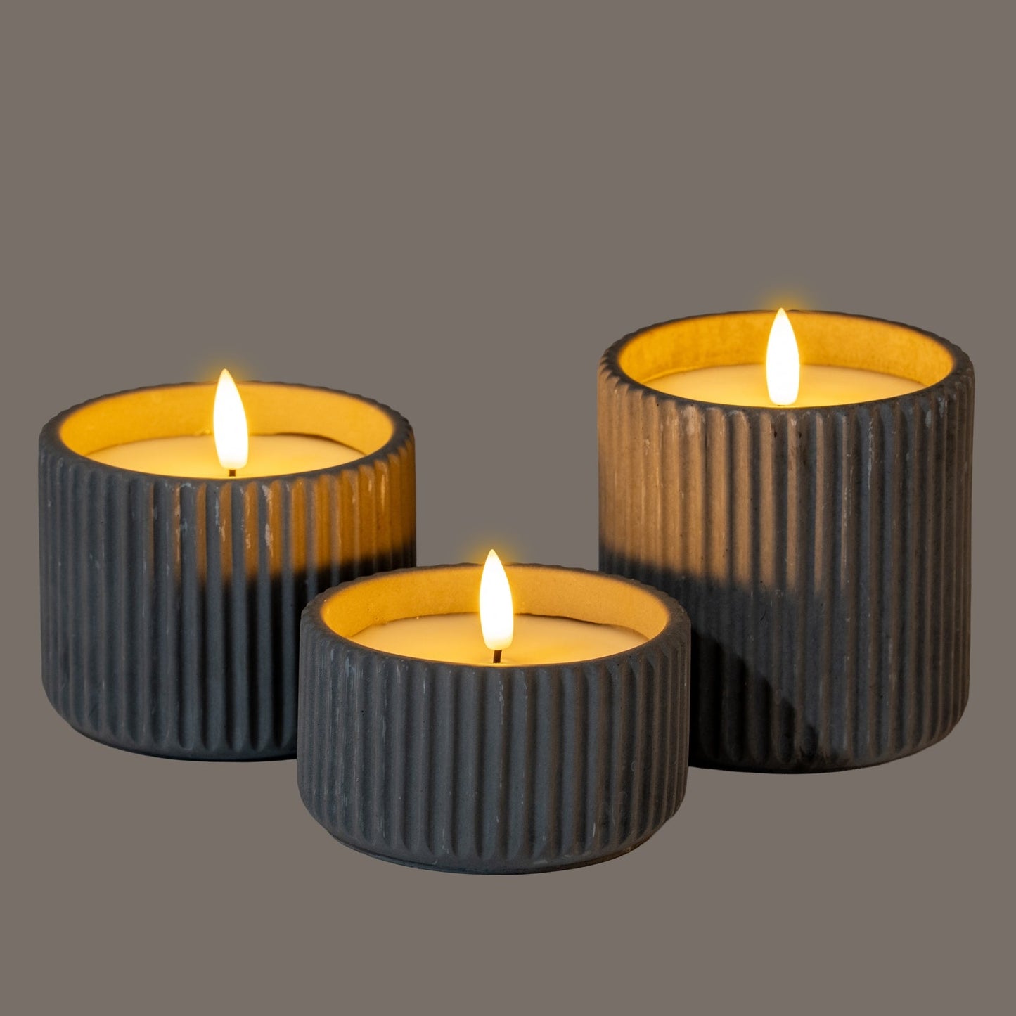 Luxe Collection Natural Glow Chalk Ribbed Large Led Candle - Seasons Home Interiors