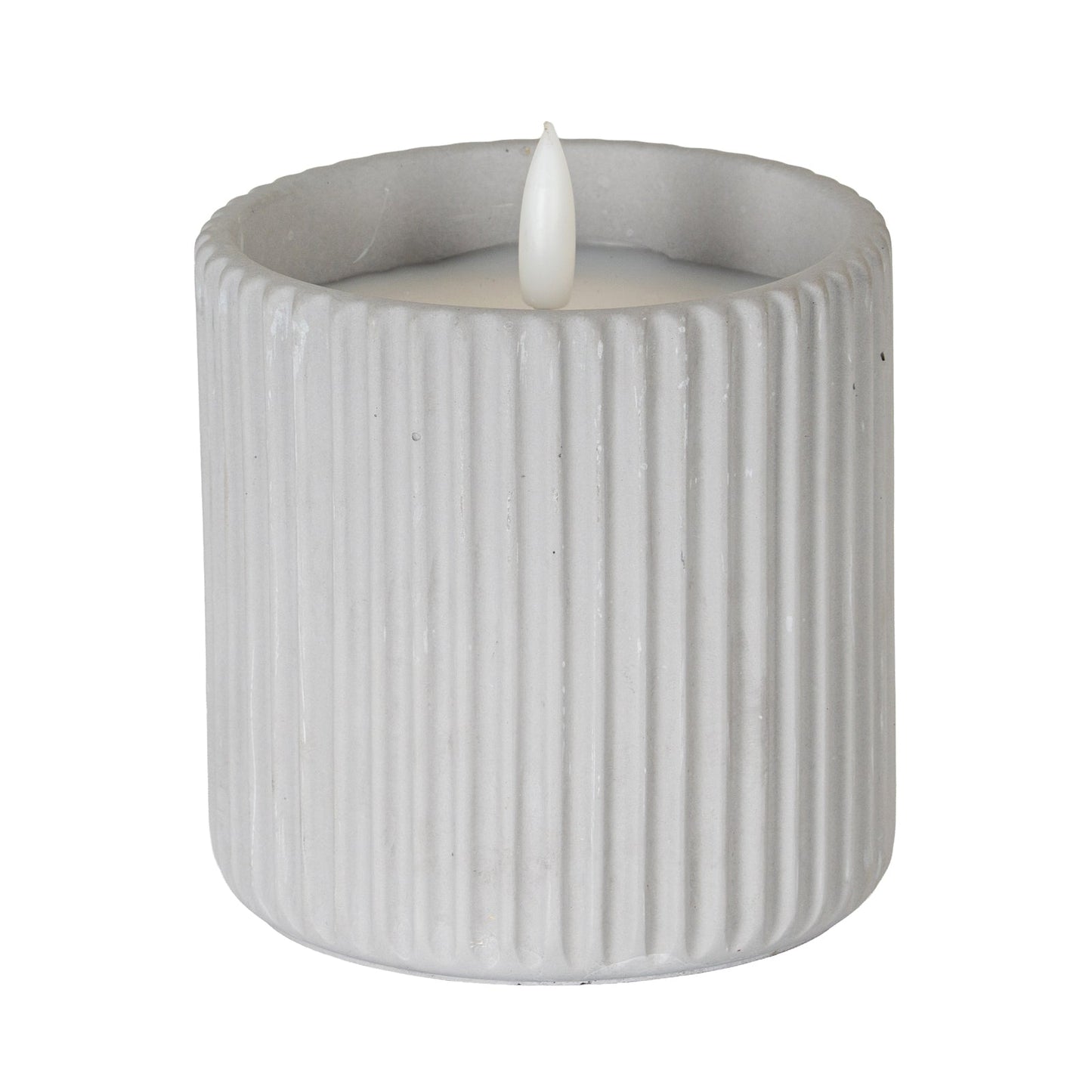 Luxe Collection Natural Glow Chalk Ribbed Large Led Candle - Seasons Home Interiors