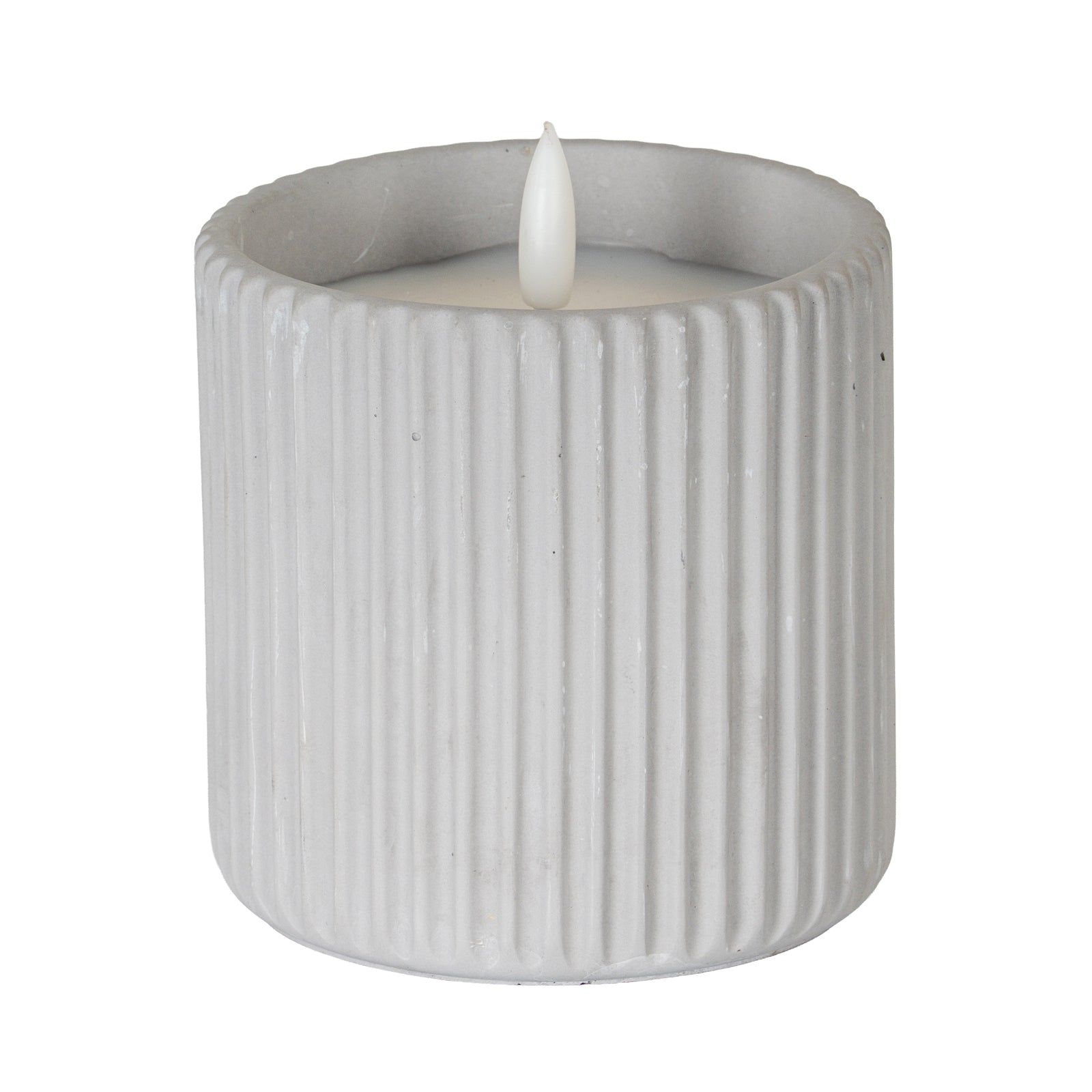Luxe Collection Natural Glow Chalk Ribbed Large Led Candle - Seasons Home Interiors