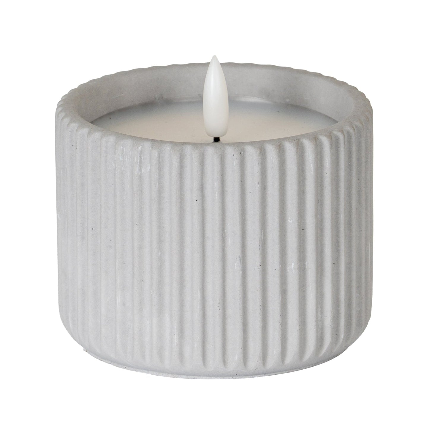 Luxe Collection Natural Glow Chalk Ribbed Medium Led Candle - Seasons Home Interiors