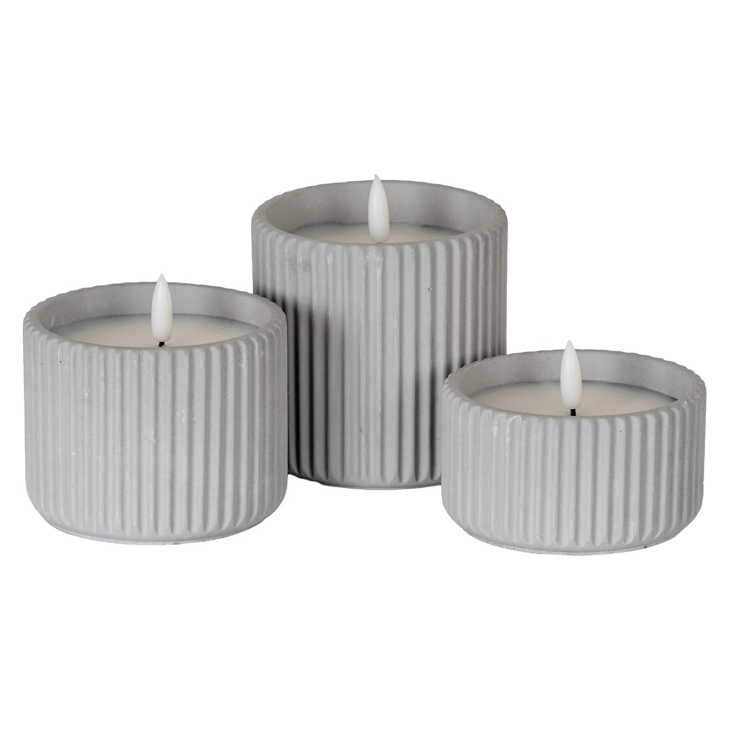 Luxe Collection Natural Glow Chalk Ribbed Medium Led Candle - Seasons Home Interiors
