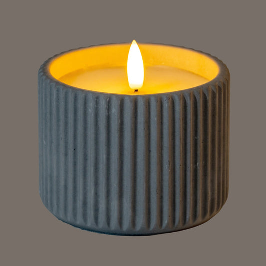 Luxe Collection Natural Glow Chalk Ribbed Medium Led Candle - Seasons Home Interiors