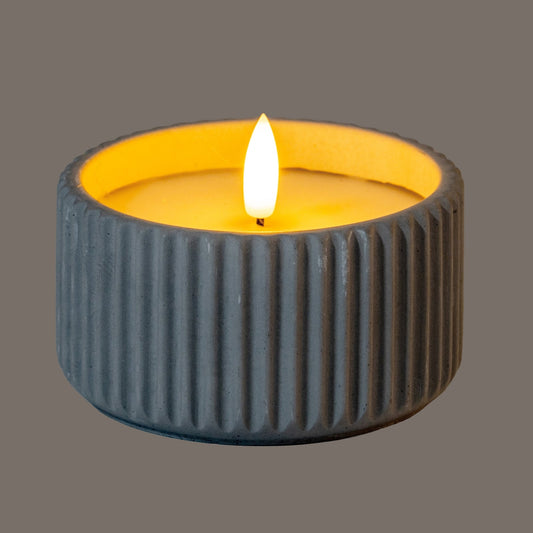 Luxe Collection Natural Glow Chalk Ribbed Small Led Candle - Seasons Home Interiors