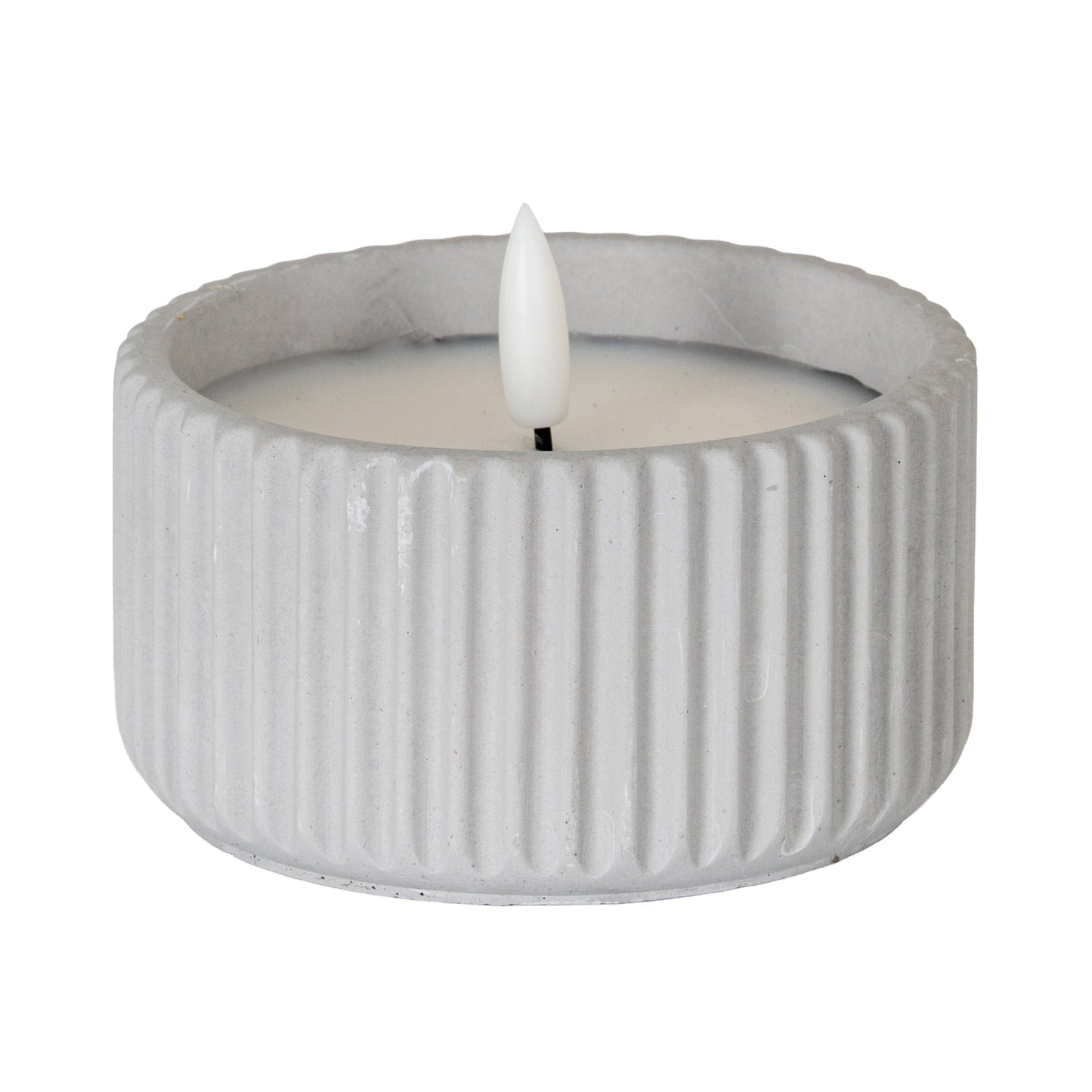 Luxe Collection Natural Glow Chalk Ribbed Small Led Candle - Seasons Home Interiors