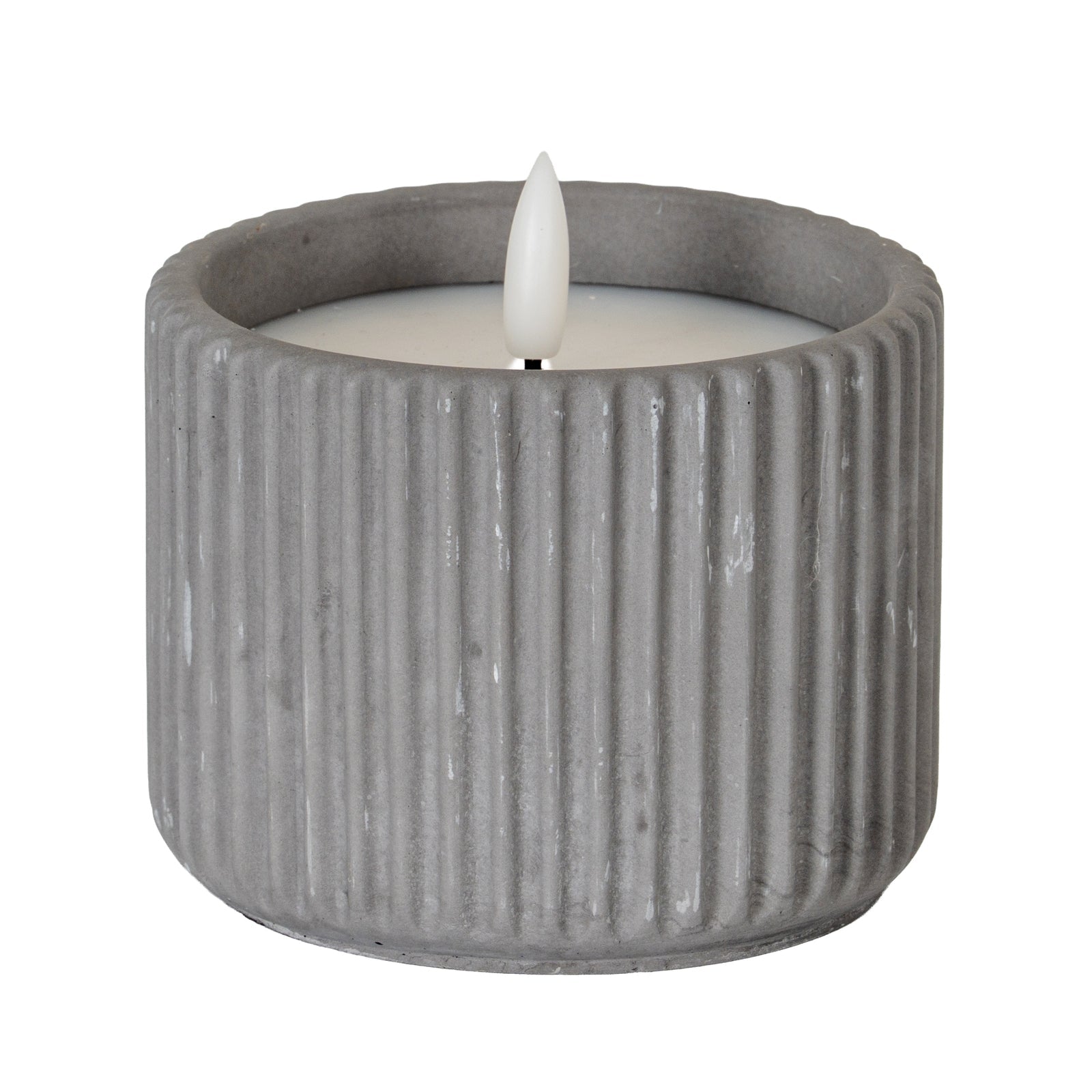 Luxe Collection Natural Glow Grey Ribbed Medium Led Candle - Seasons Home Interiors