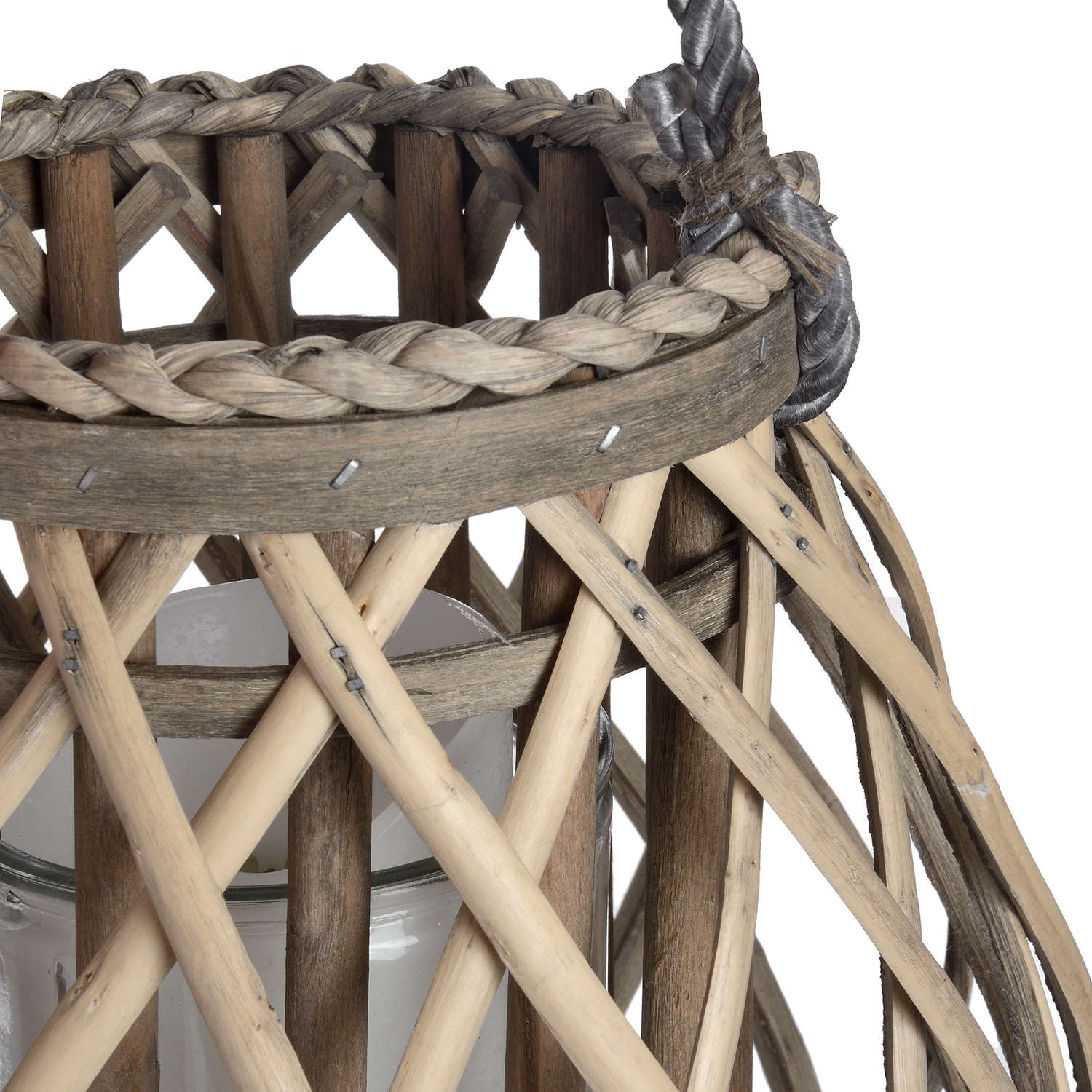 Small Wicker Bulbous Lantern - Seasons Home Interiors