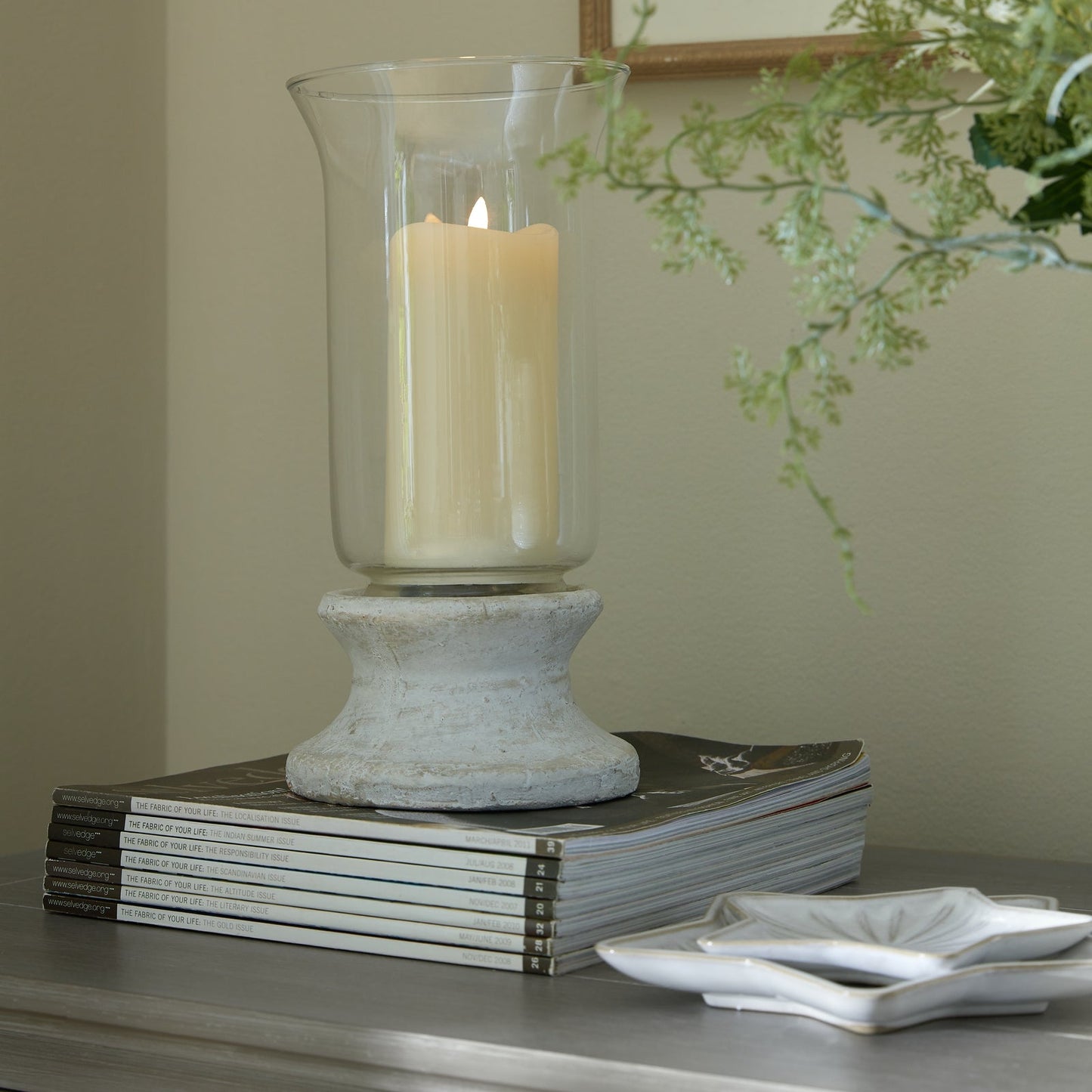 Stone Based Hurricane Lantern - Seasons Home Interiors