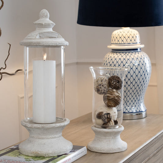 Stone Based Hurricane Lantern - Seasons Home Interiors