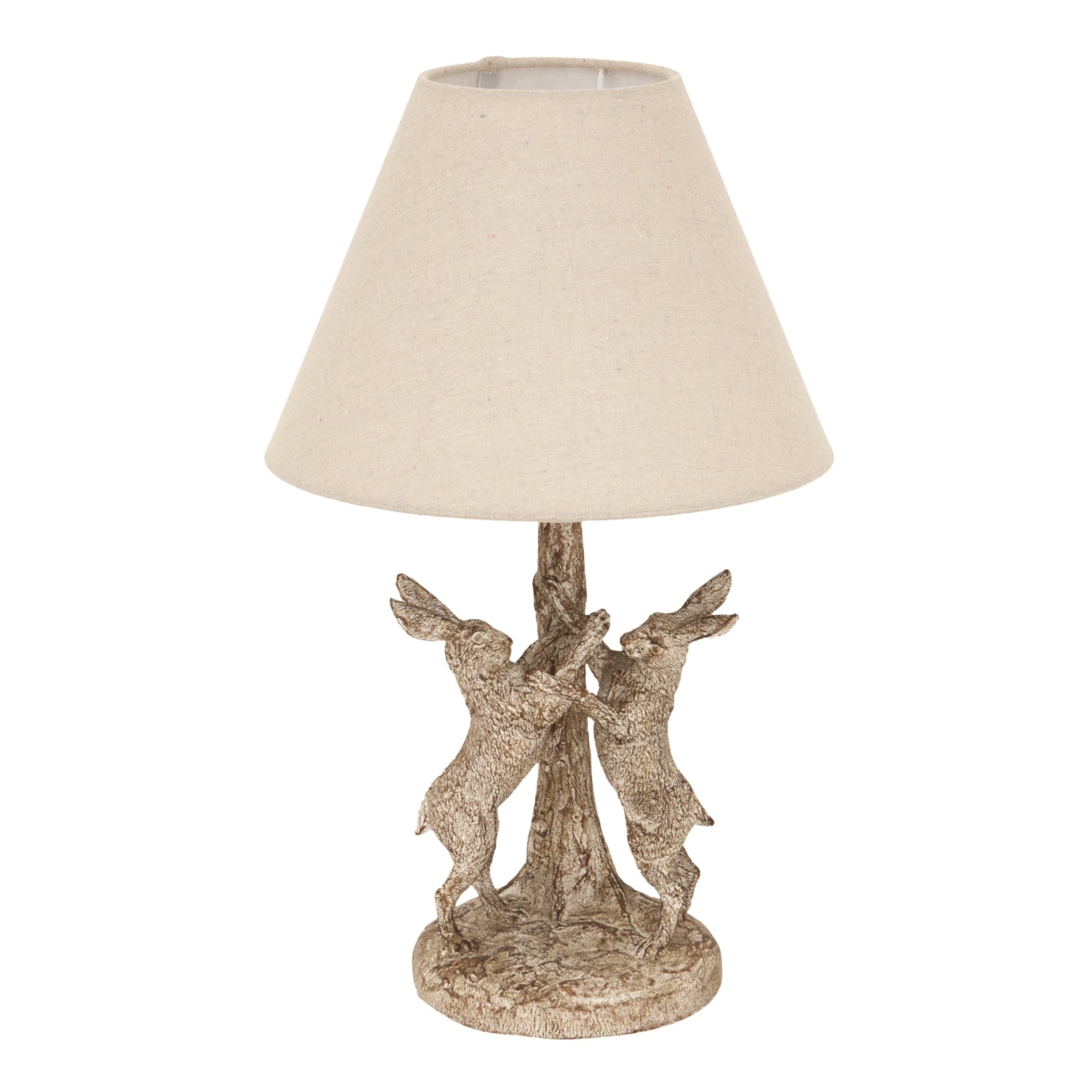 Stonewashed Marching Hares Lamp With Linen Shade - Seasons Home Interiors