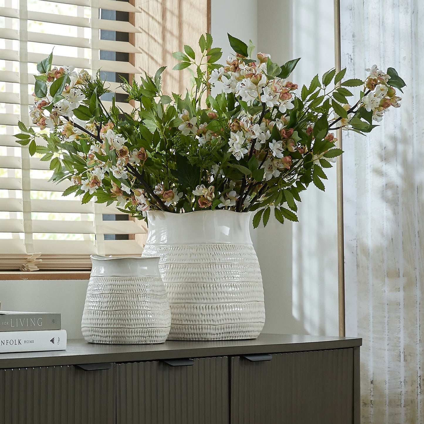Tava Wide Hewn Vase - Seasons Home Interiors