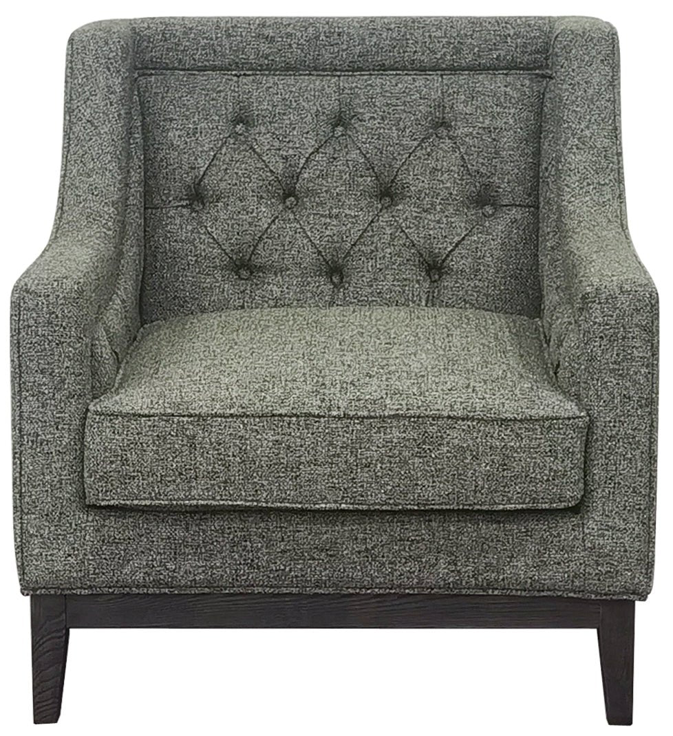 Theodore Buttoned Armchair, Forest Green, Natural Taupe and Ivory - Seasons Home Interiors