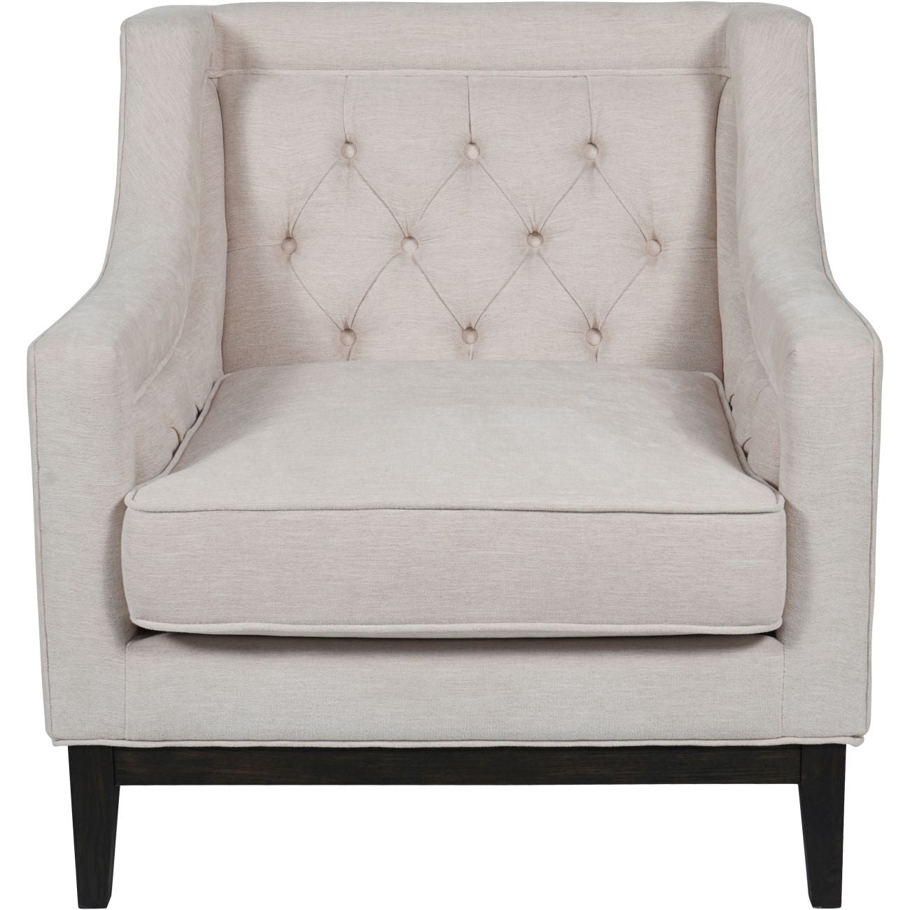 Theodore Buttoned Armchair, Forest Green, Natural Taupe and Ivory - Seasons Home Interiors