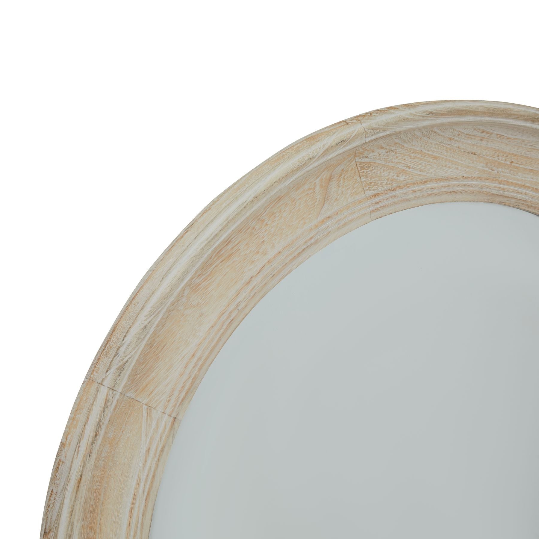 Washed Wood Round Framed Mirror - Seasons Home Interiors