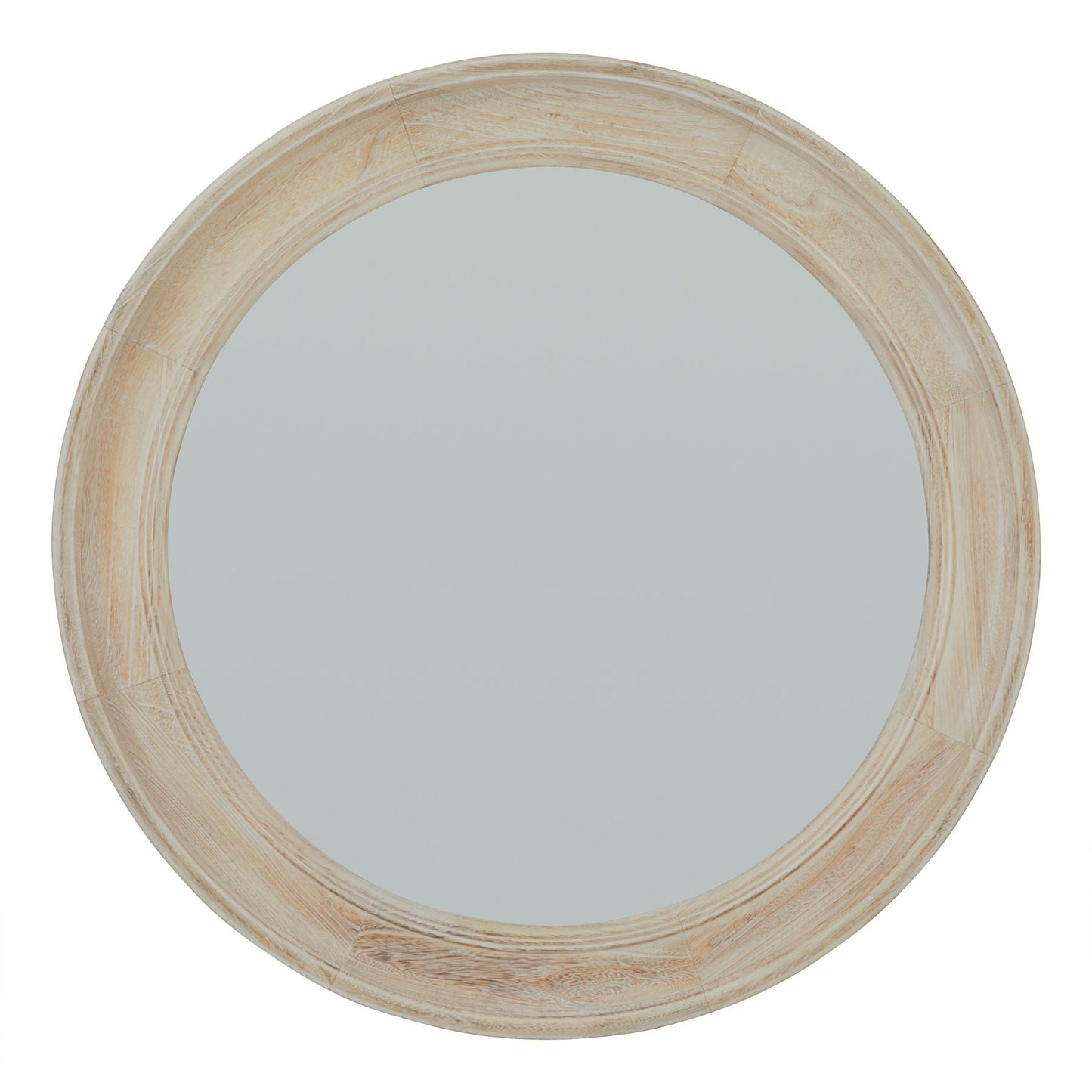 Washed Wood Round Framed Mirror - Seasons Home Interiors