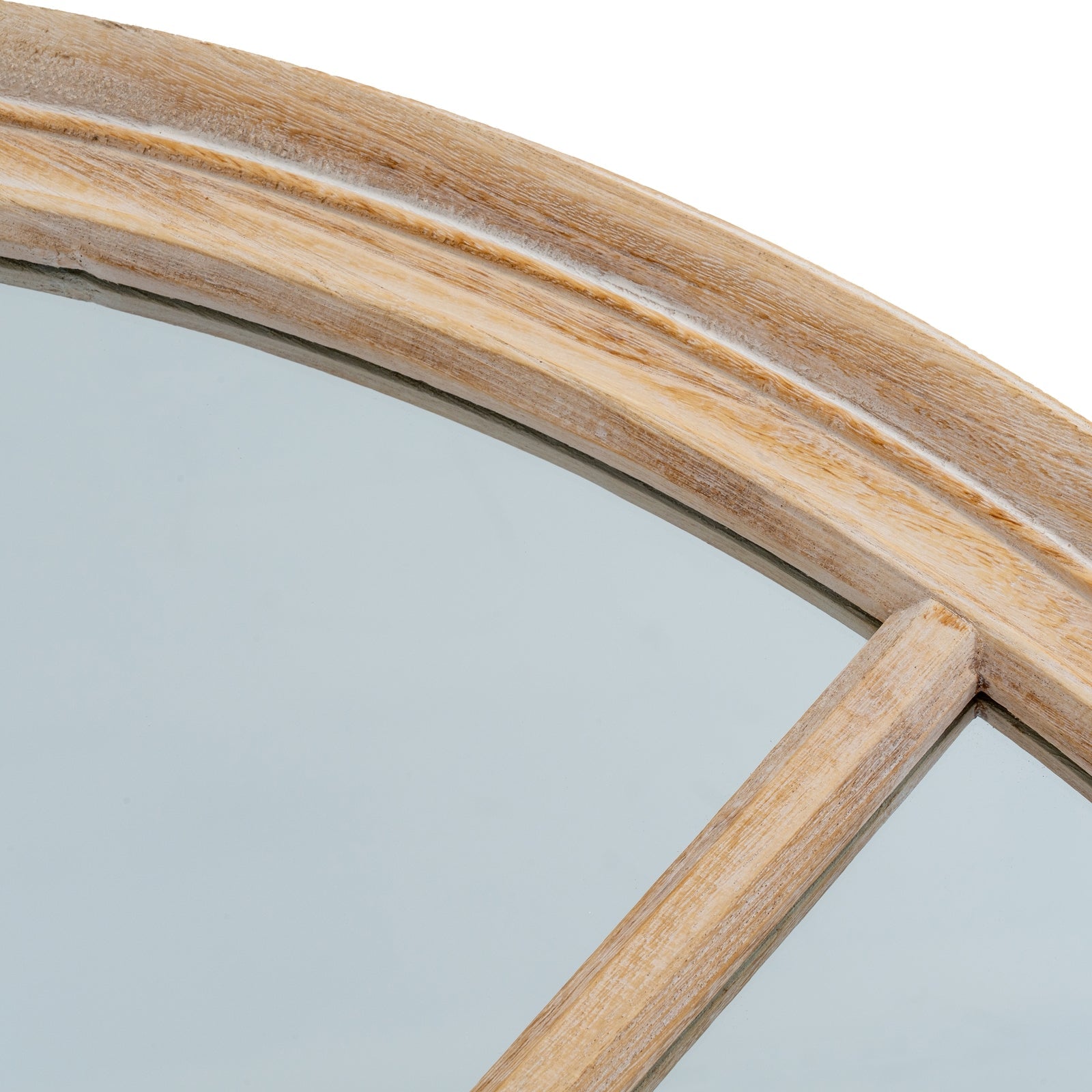 Washed Wood Round Window Mirror - Seasons Home Interiors