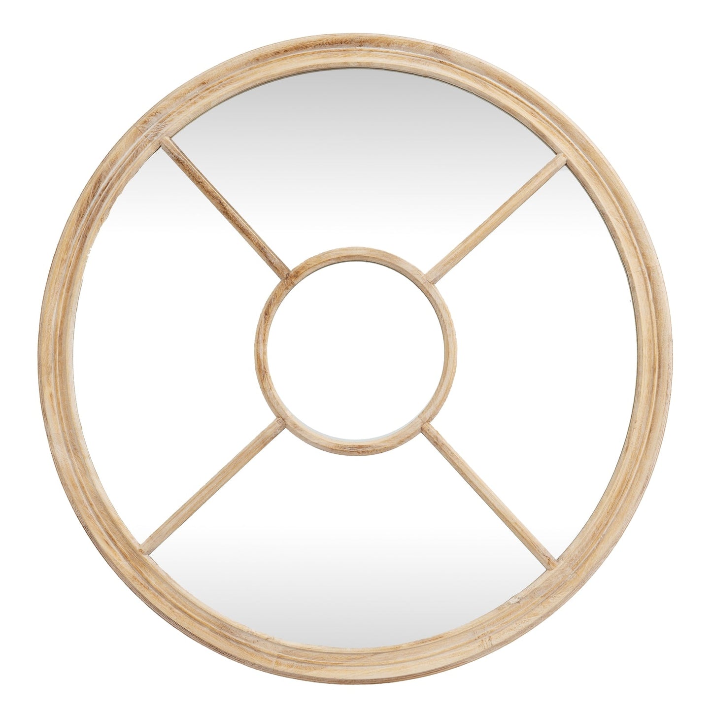 Washed Wood Round Window Mirror - Seasons Home Interiors