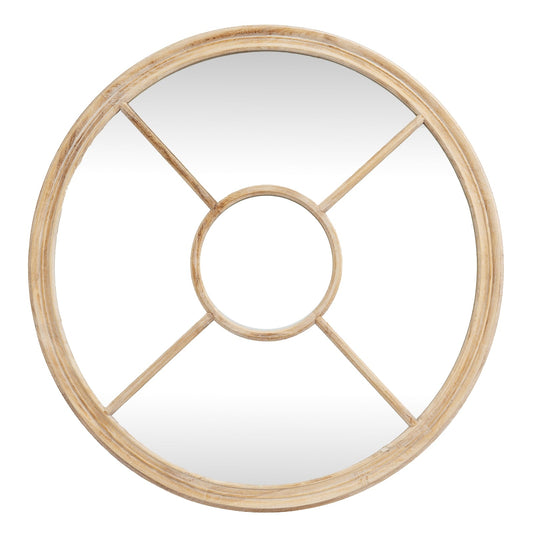 Washed Wood Round Window Mirror - Seasons Home Interiors